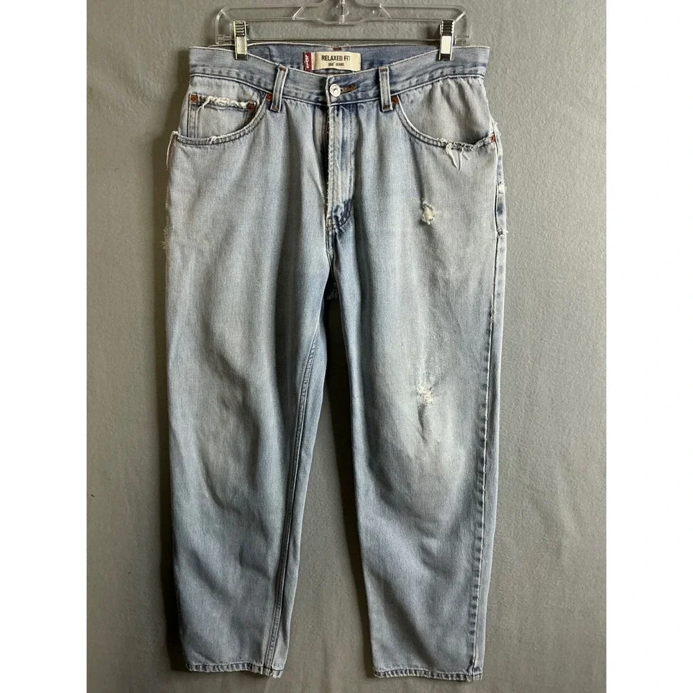 Levis 550 Jeans Men's 34 Relaxed Fit Jeans Light‎ Wash Denim Distressed